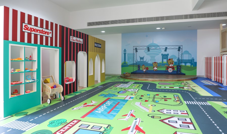 Indoor role-play town and performance stage